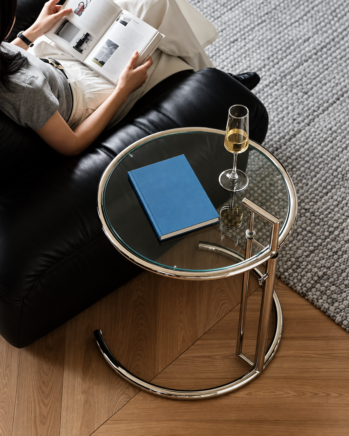Arc Adjustable Glass Side Table