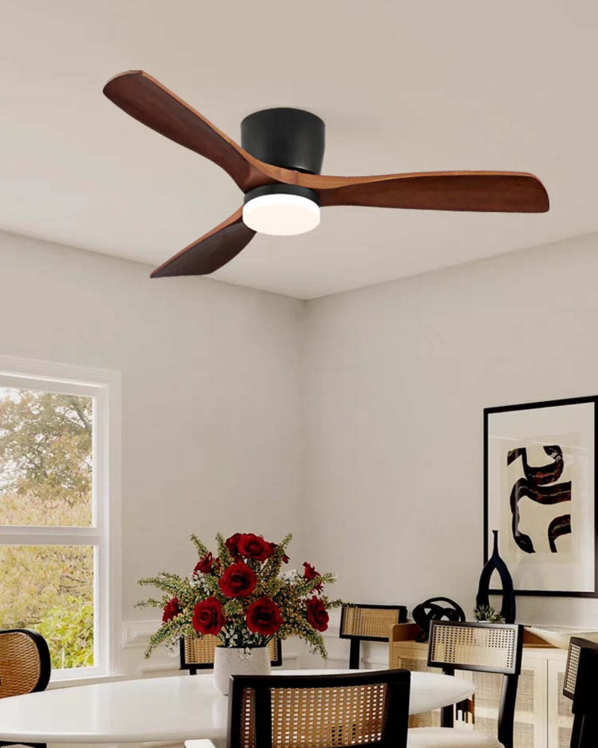 Nordic Wooden Ceiling Fan Light