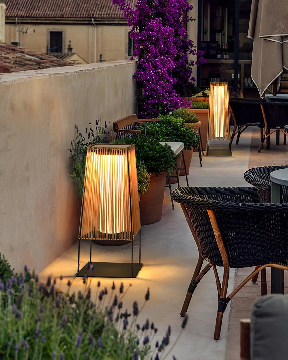 Plastic Rattan Outdoor Post Light