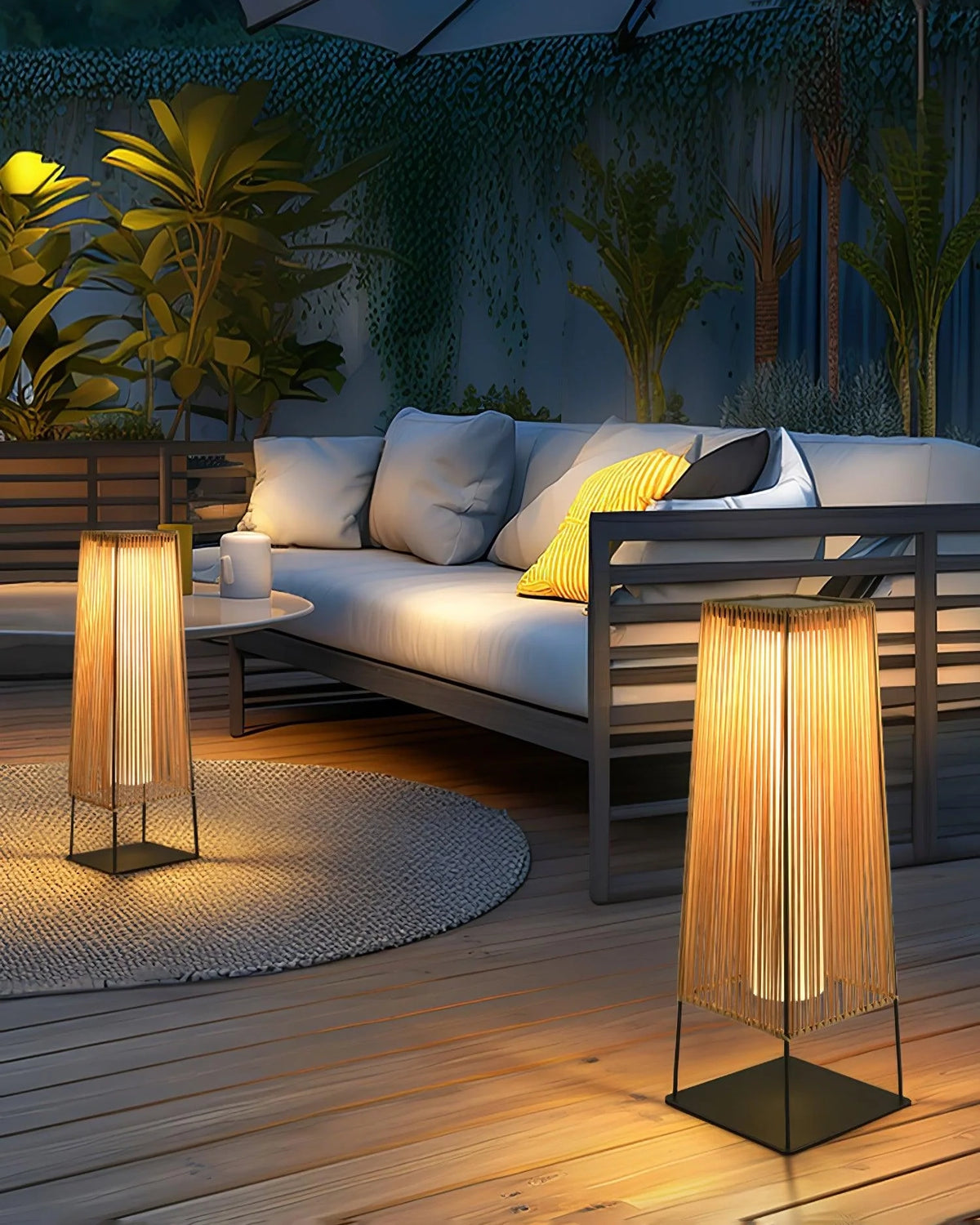 Plastic Rattan Outdoor Post Light