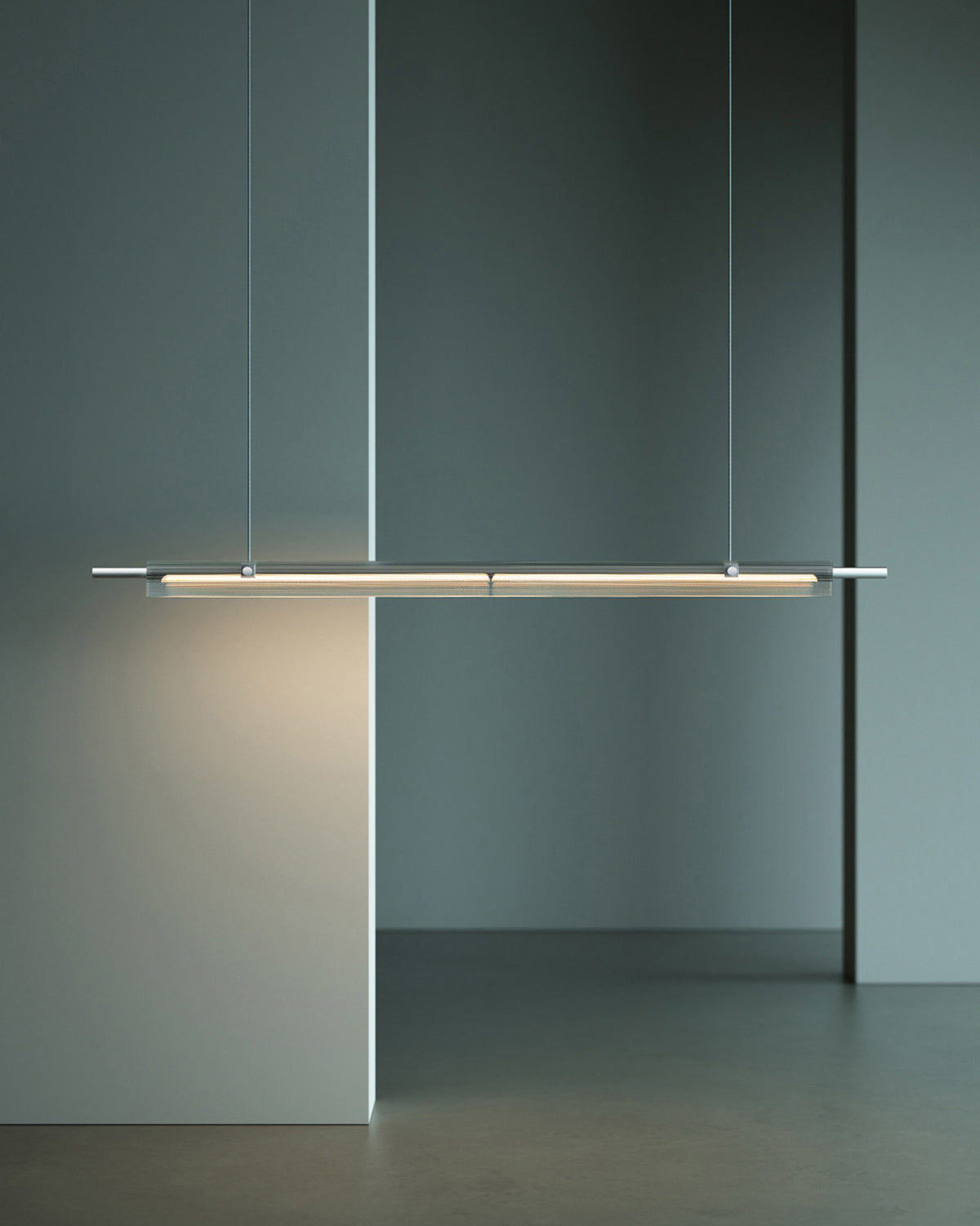 Reeded Glass Linear Pendant Light