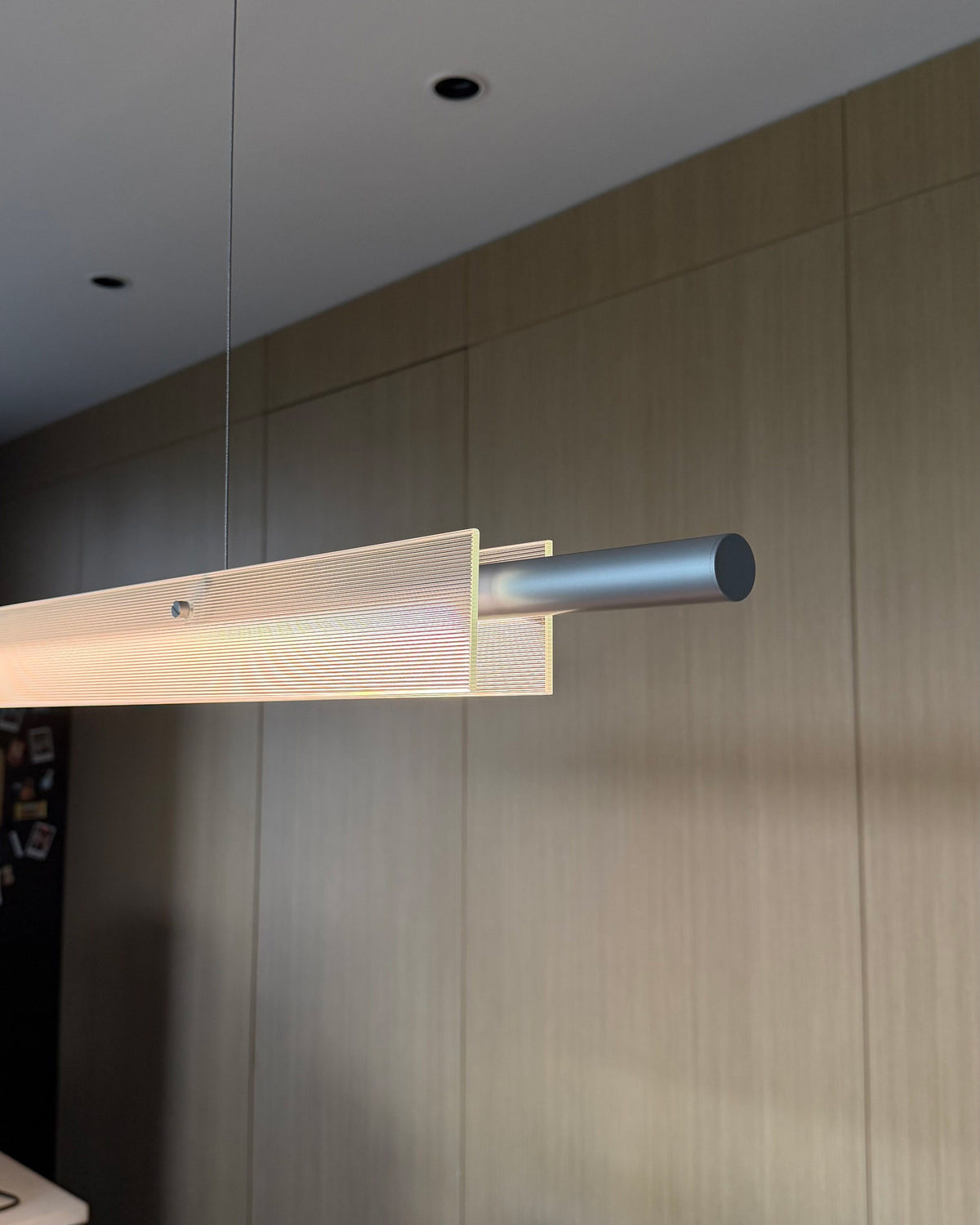 Reeded Glass Linear Pendant Light