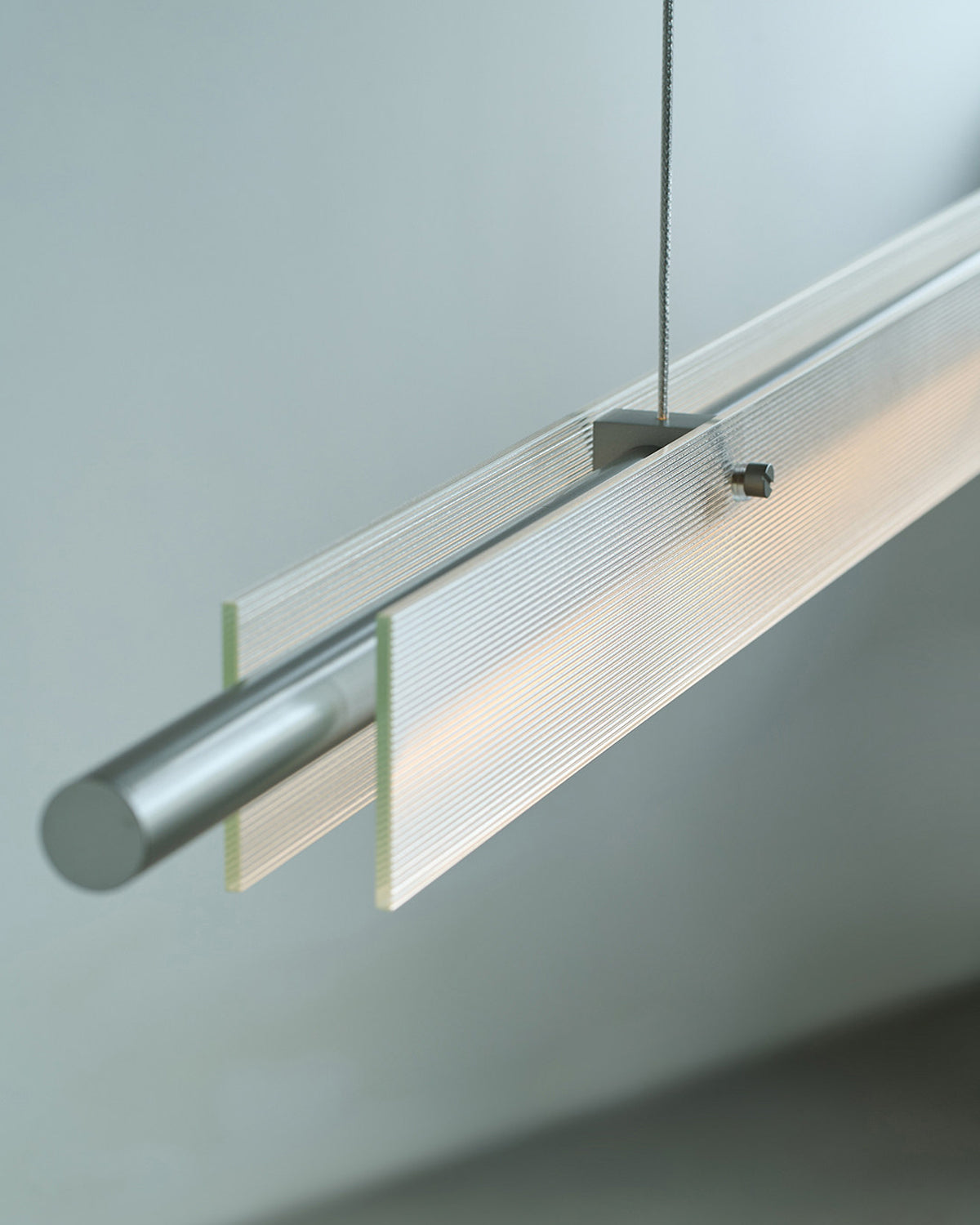 Reeded Glass Linear Pendant Light