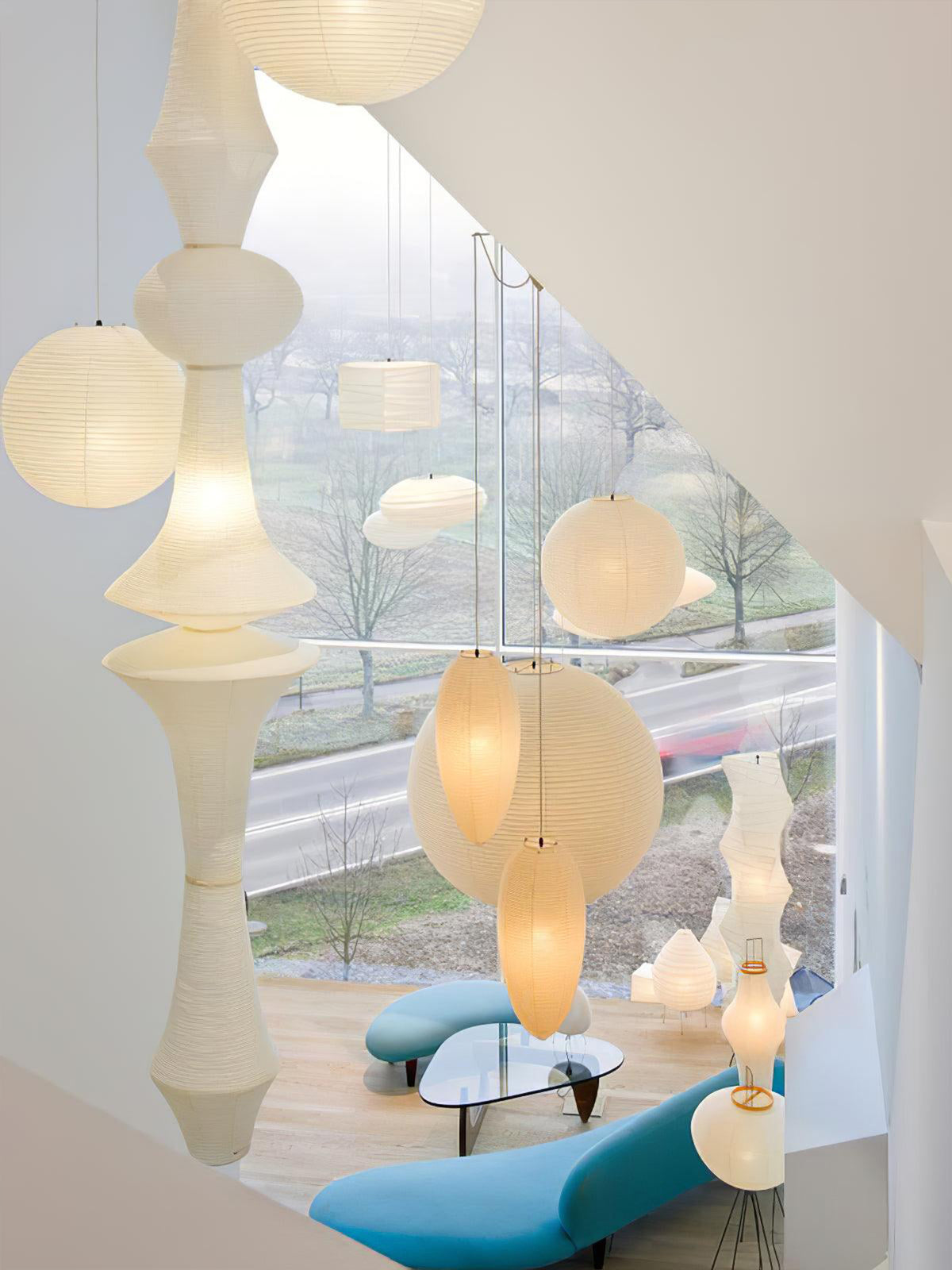 Rice Paper E Pendant Light-elegalight